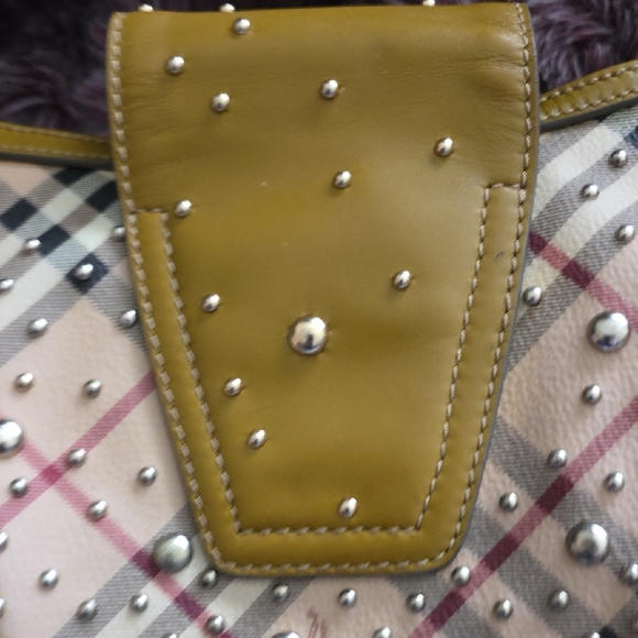 Burberry Mustard and Plaid Studded Shoulder Bag - Picture 10 of 15